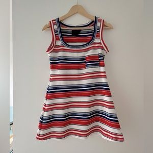 Vintage 1990s striped A-line tank mini dress in red, white & blue